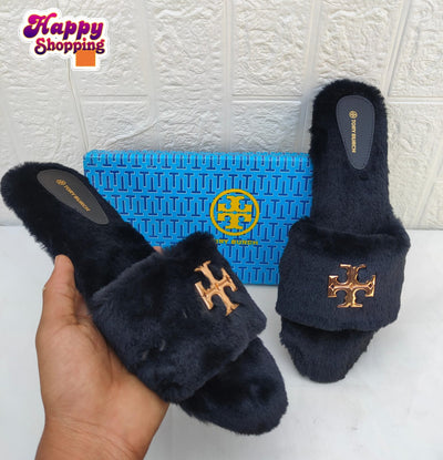 Tory Burch Fur Slippers (New Arrival)