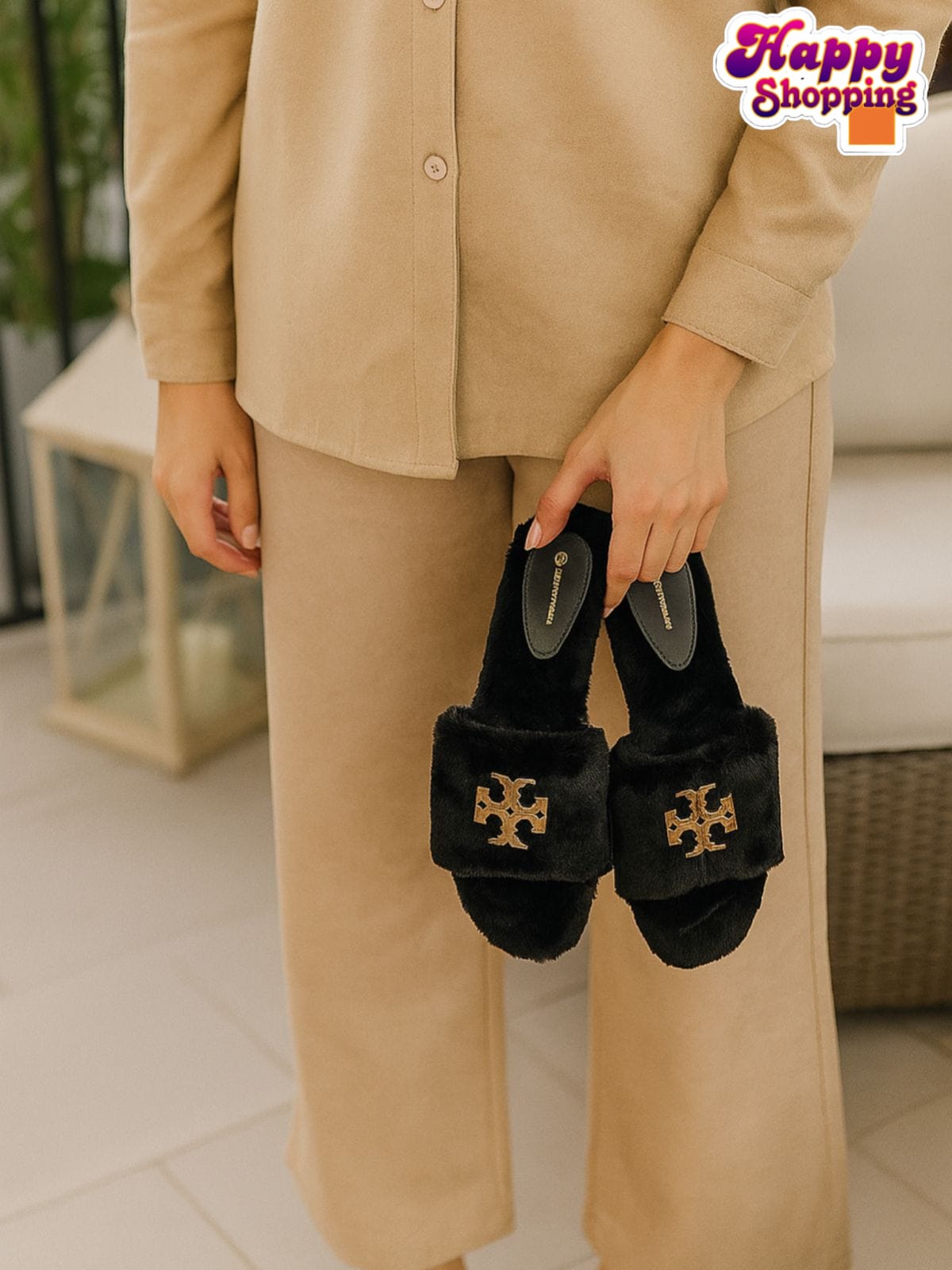 Tory Burch Fur Slippers (New Arrival)