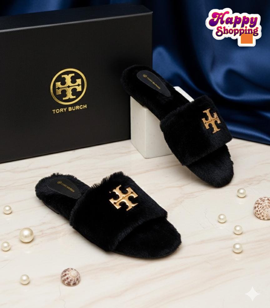 Tory Burch Fur Slippers (New Arrival)